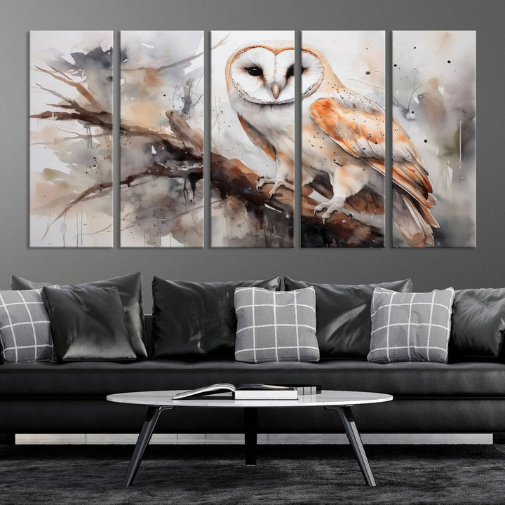 Modern Abstract Owl Animal Lover Wall Art Canvas Print