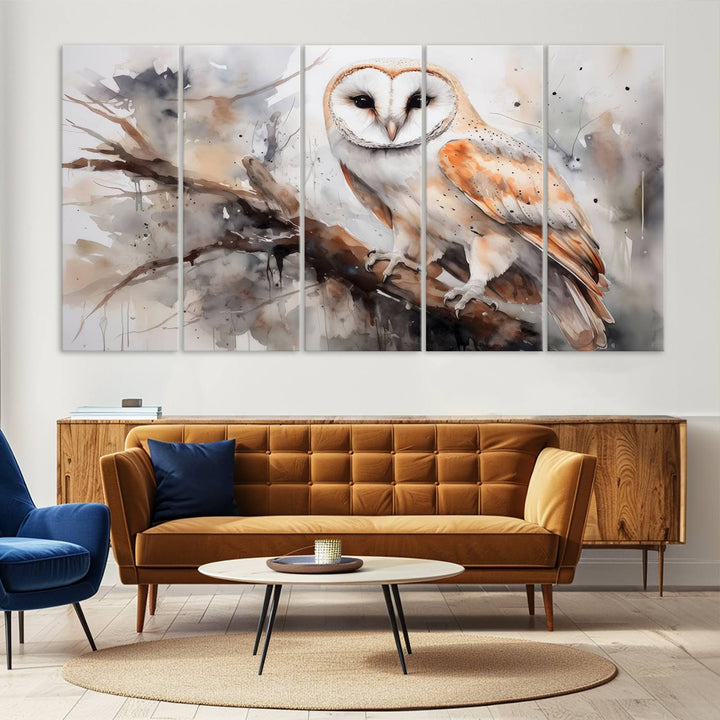 Modern Abstract Owl Animal Lover Wall Art Canvas Print