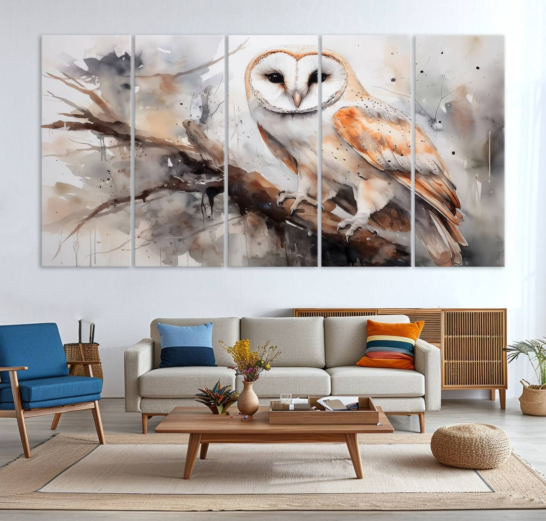 Modern Abstract Owl Animal Lover Wall Art Canvas Print