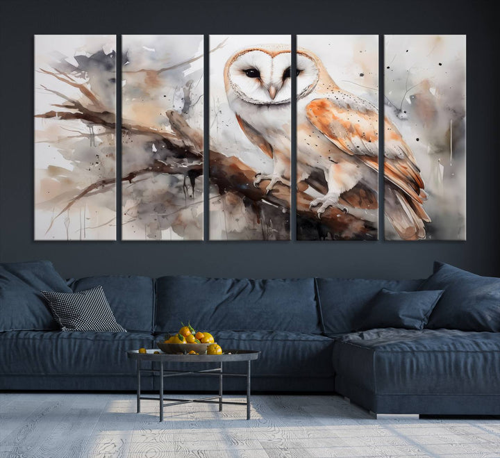 Modern Abstract Owl Animal Lover Wall Art Canvas Print