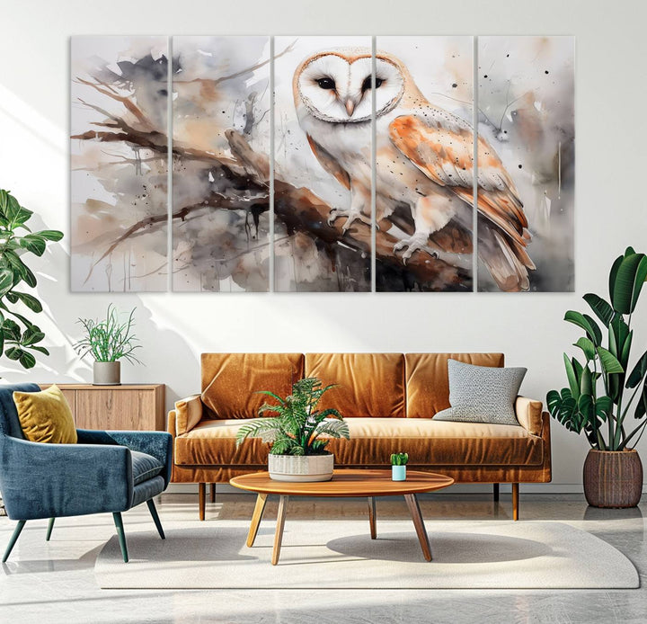 Modern Abstract Owl Animal Lover Wall Art Canvas Print