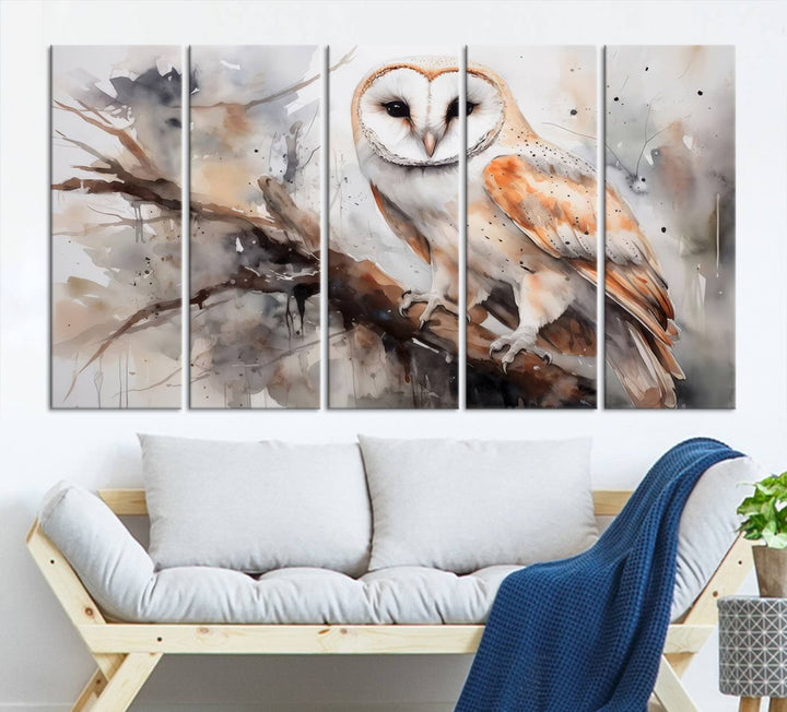 Modern Abstract Owl Animal Lover Wall Art Canvas Print