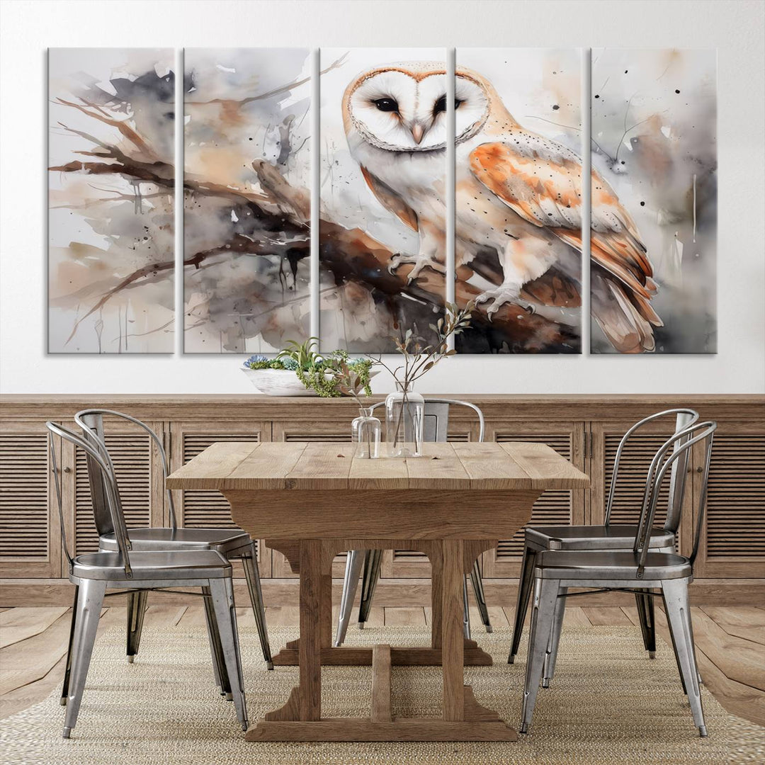 Modern Abstract Owl Animal Lover Wall Art Canvas Print