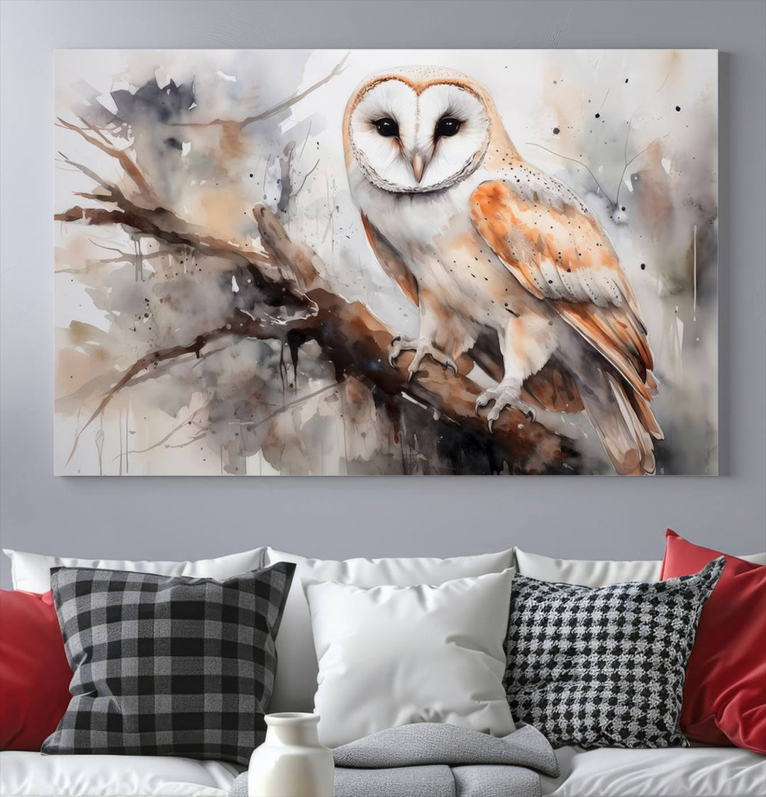 Modern Abstract Owl Animal Lover Wall Art Canvas Print