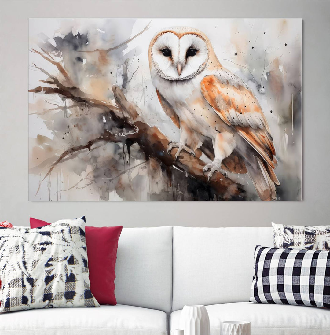 Modern Abstract Owl Animal Lover Wall Art Canvas Print