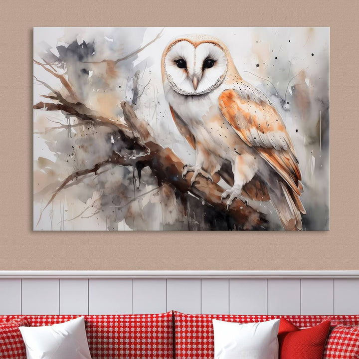 Modern Abstract Owl Animal Lover Wall Art Canvas Print