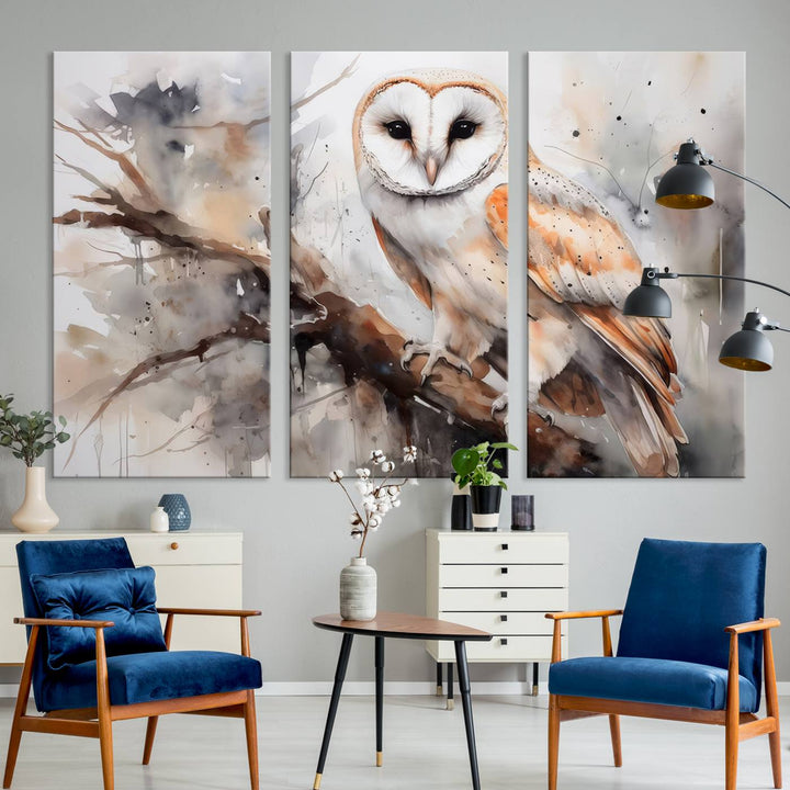 Modern Abstract Owl Animal Lover Wall Art Canvas Print