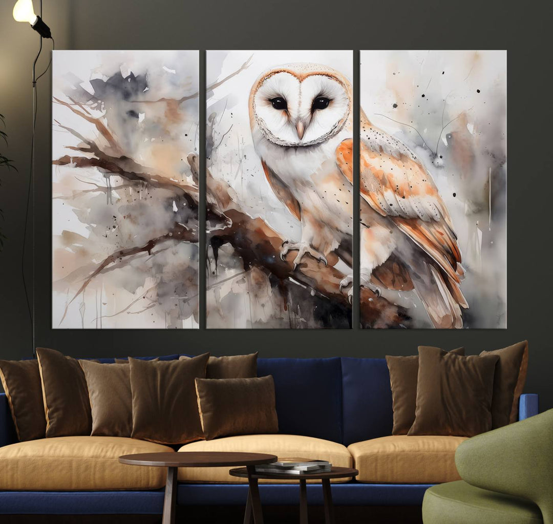 Modern Abstract Owl Animal Lover Wall Art Canvas Print