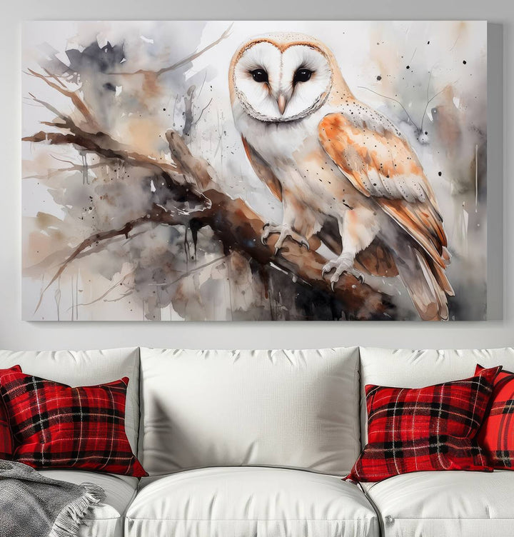 Modern Abstract Owl Animal Lover Wall Art Canvas Print