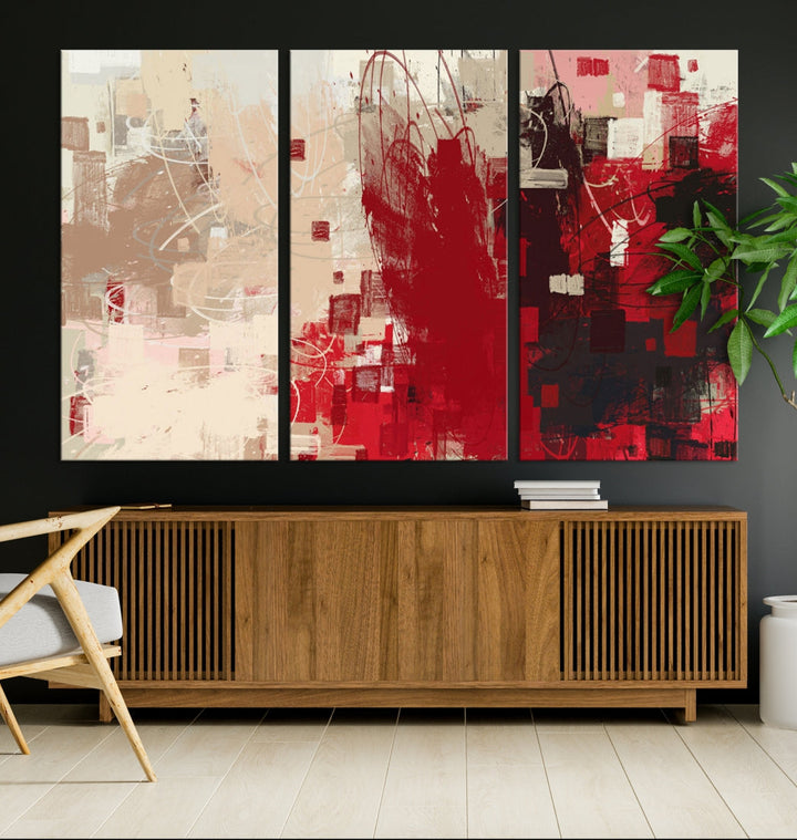 Modern Abstract Painting Canvas Wall Art Framed Giclee Print for Living Room