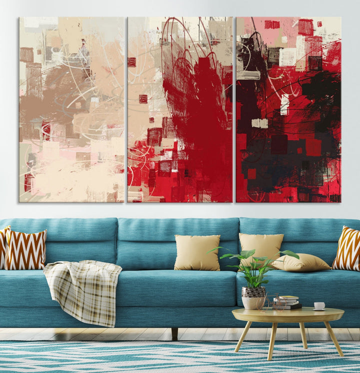 Modern Abstract Painting Canvas Wall Art Framed Giclee Print for Living Room