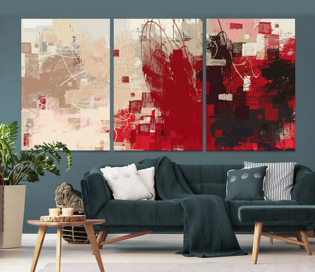 Modern Abstract Painting Canvas Wall Art Framed Giclee Print for Living Room