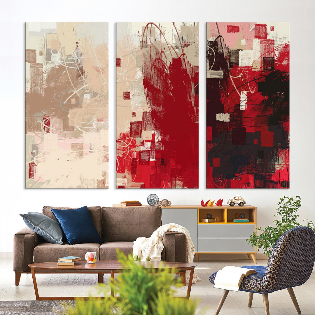 Modern Abstract Painting Canvas Wall Art Framed Giclee Print for Living Room