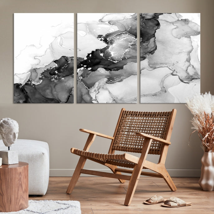 Modern Abstract Painting Extra Large Gray Wall Art Canvas Print