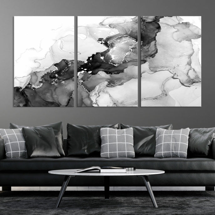 Modern Abstract Painting Extra Large Gray Wall Art Canvas Print