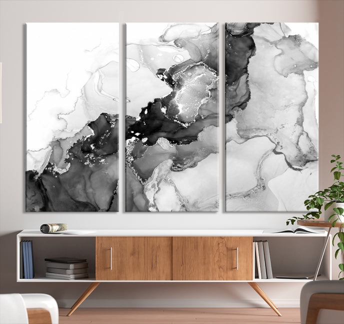 Modern Abstract Painting Extra Large Gray Wall Art Canvas Print