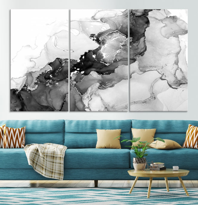 Modern Abstract Painting Extra Large Gray Wall Art Canvas Print