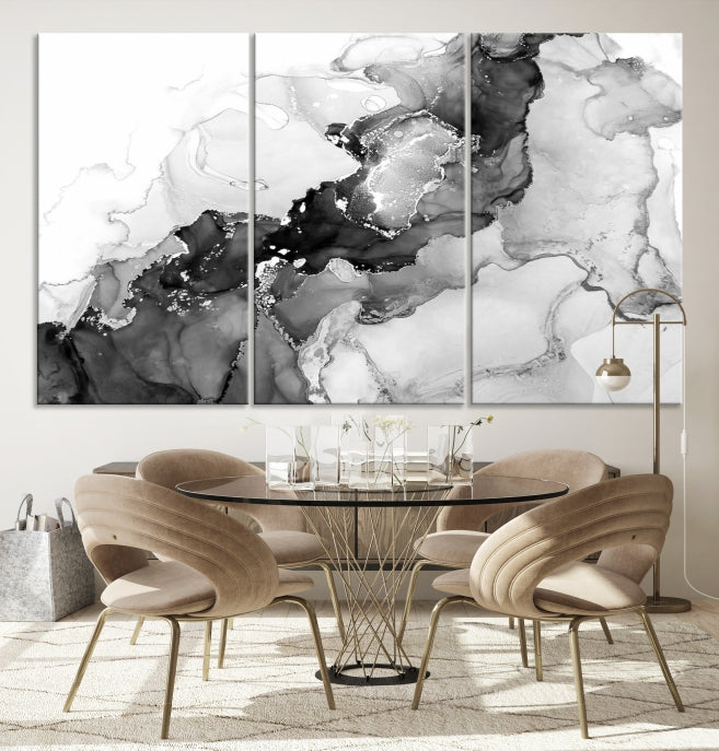 Modern Abstract Painting Extra Large Gray Wall Art Canvas Print