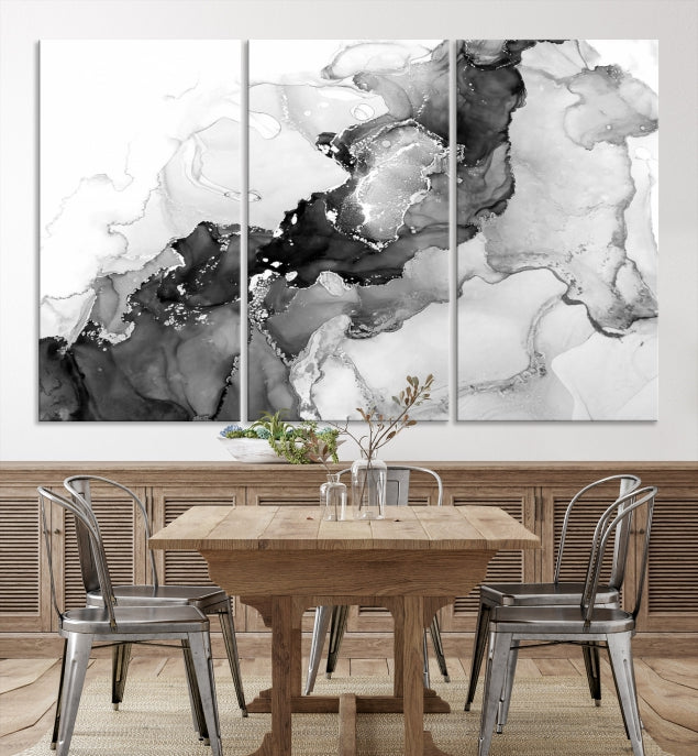 Modern Abstract Painting Extra Large Gray Wall Art Canvas Print