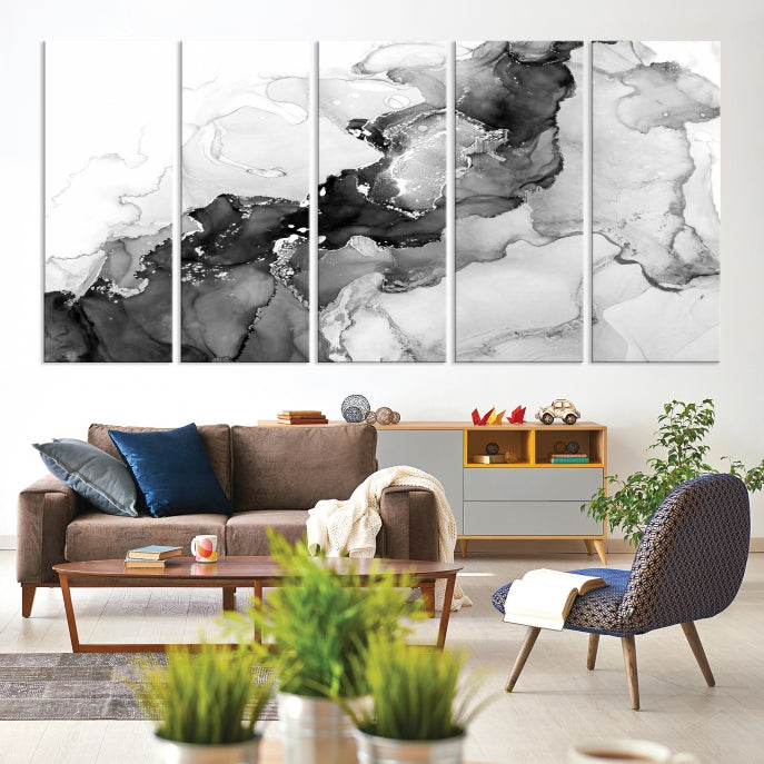 Modern Abstract Painting Extra Large Gray Wall Art Canvas Print