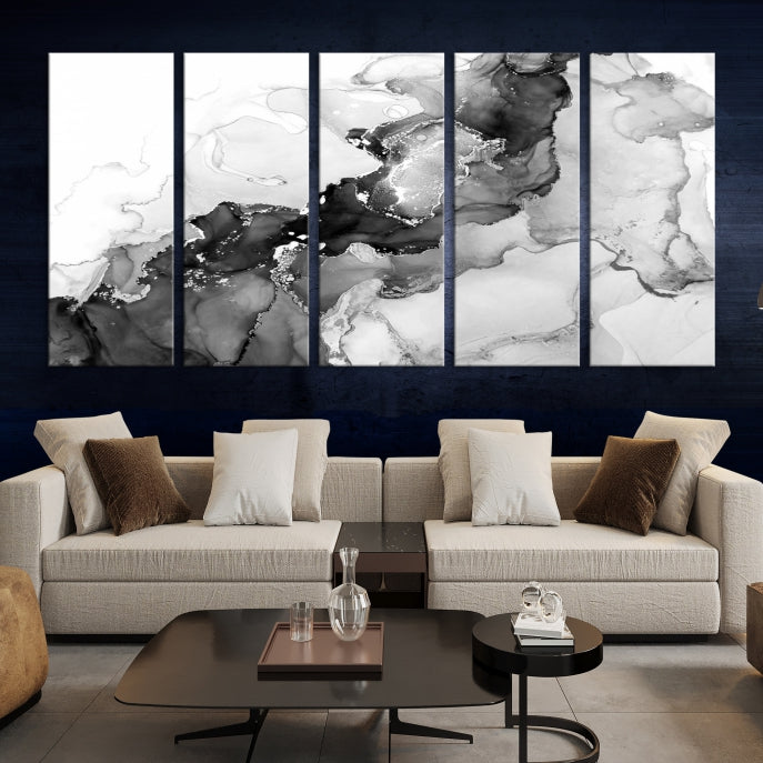 Modern Abstract Painting Extra Large Gray Wall Art Canvas Print