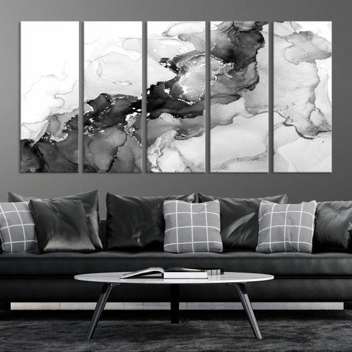 Modern Abstract Painting Extra Large Gray Wall Art Canvas Print