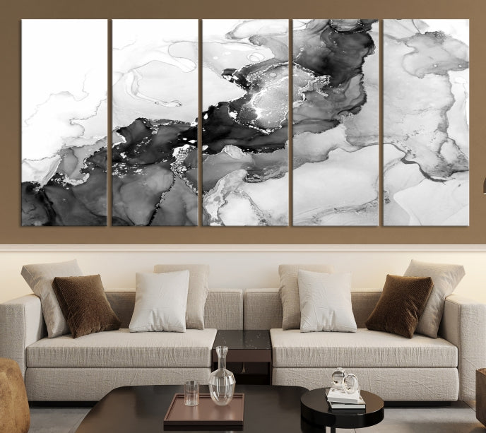 Modern Abstract Painting Extra Large Gray Wall Art Canvas Print