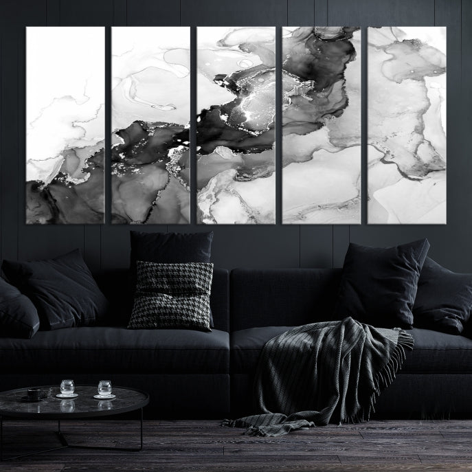 Modern Abstract Painting Extra Large Gray Wall Art Canvas Print