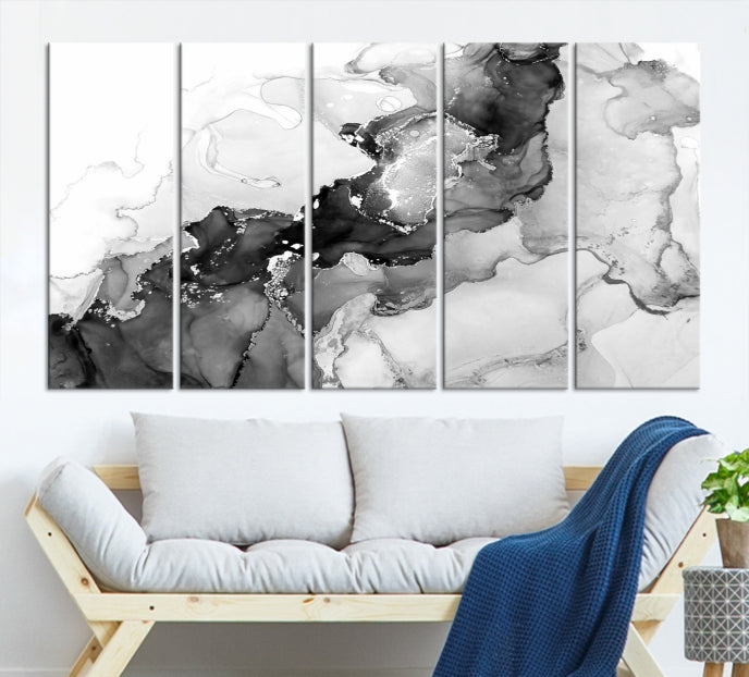 Modern Abstract Painting Extra Large Gray Wall Art Canvas Print