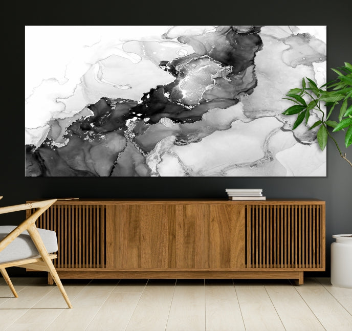 Modern Abstract Painting Extra Large Gray Wall Art Canvas Print