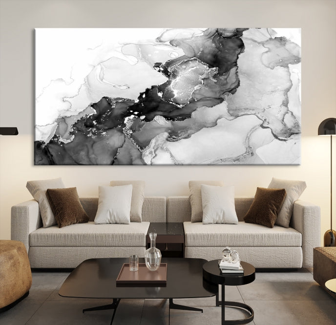 Modern Abstract Painting Extra Large Gray Wall Art Canvas Print