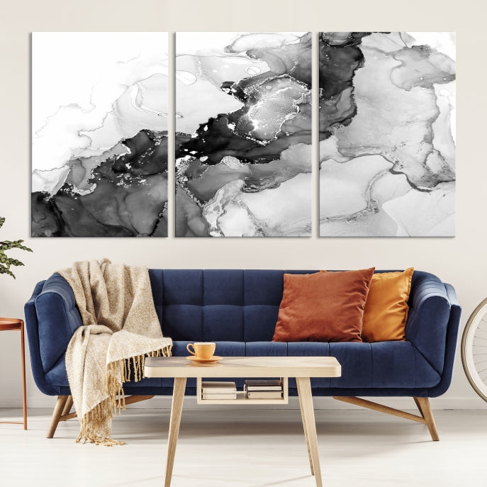 Modern Abstract Painting Extra Large Gray Wall Art Canvas Print