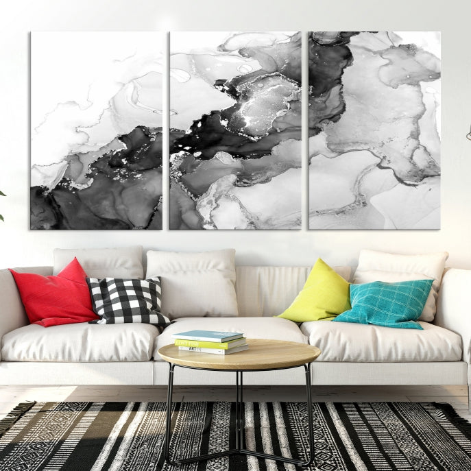 Modern Abstract Painting Extra Large Gray Wall Art Canvas Print