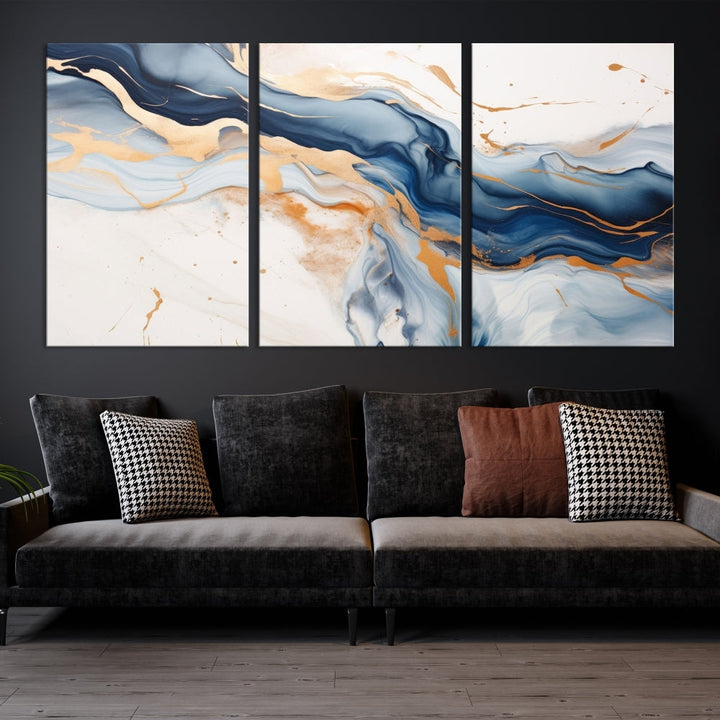 Modern Abstract Painting on Canvas, Wall Art Print, Set of Canvas Panel, Marble Wall Art Framed, Stylish Home Decor