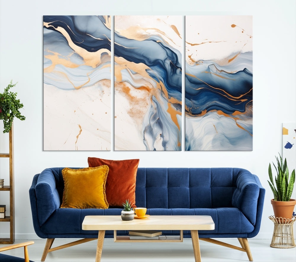 Modern Abstract Painting on Canvas, Wall Art Print, Set of Canvas Panel, Marble Wall Art Framed, Stylish Home Decor