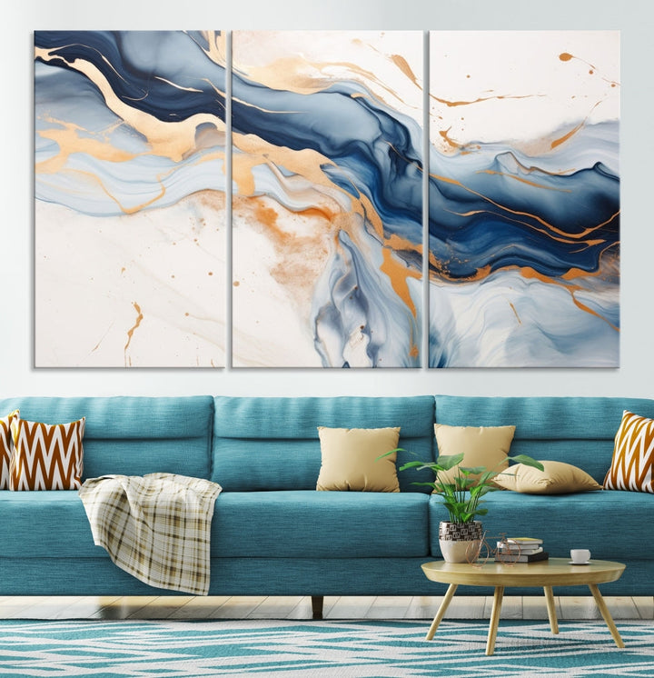 Modern Abstract Painting on Canvas, Wall Art Print, Set of Canvas Panel, Marble Wall Art Framed, Stylish Home Decor