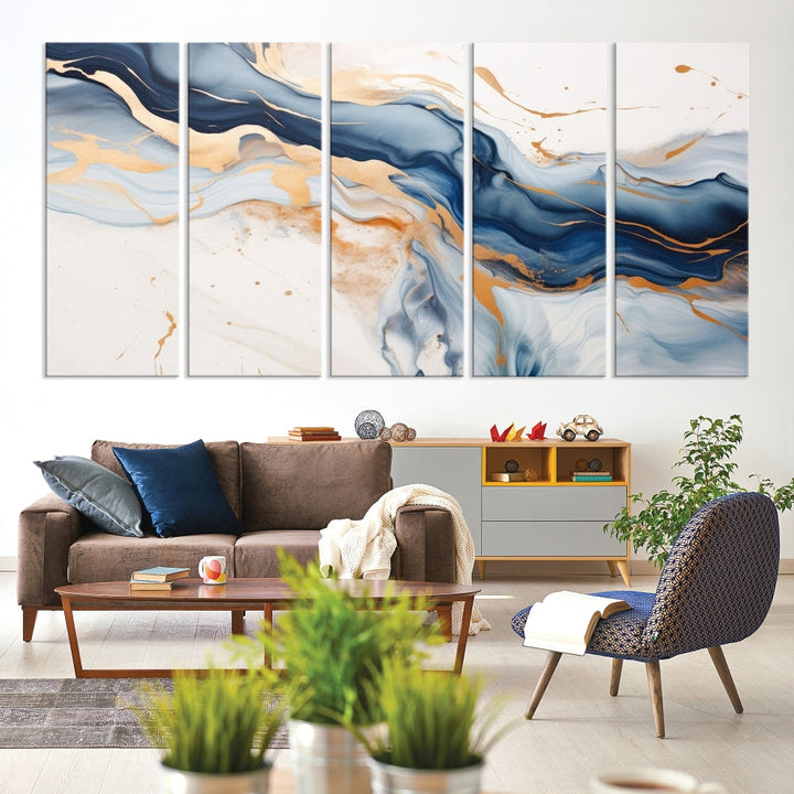 Modern Abstract Painting on Canvas, Wall Art Print, Set of Canvas Panel, Marble Wall Art Framed, Stylish Home Decor