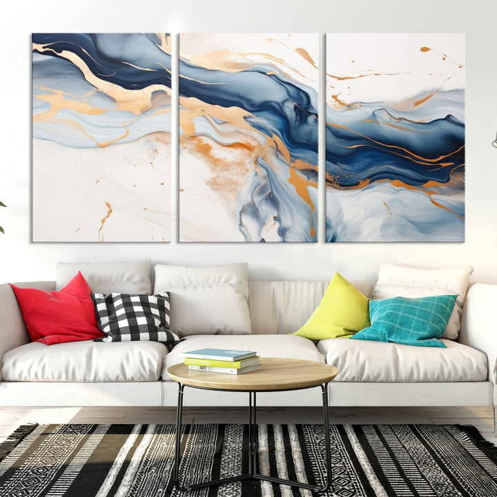 Modern Abstract Painting on Canvas, Wall Art Print, Set of Canvas Panel, Marble Wall Art Framed, Stylish Home Decor