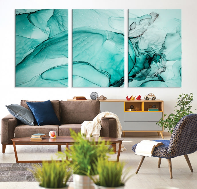 Modern Abstract Painting on Giclee Canvas Wall Art Print for Bohemian Living Room Design