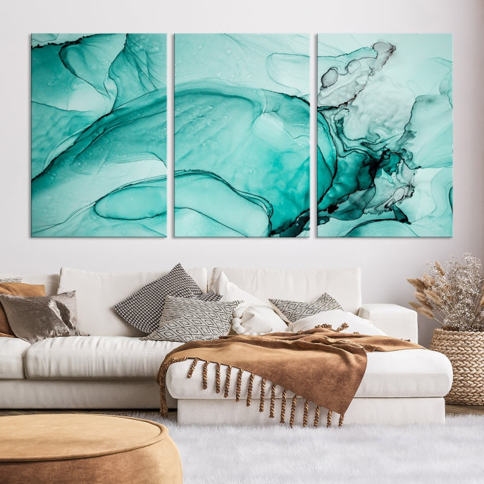 Modern Abstract Painting on Giclee Canvas Wall Art Print for Bohemian Living Room Design