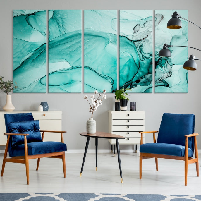 Modern Abstract Painting on Giclee Canvas Wall Art Print for Bohemian Living Room Design