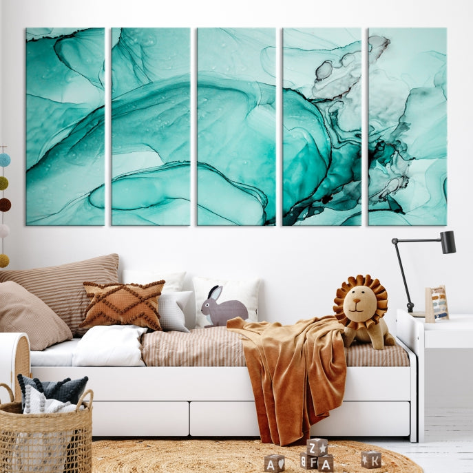 Modern Abstract Painting on Giclee Canvas Wall Art Print for Bohemian Living Room Design