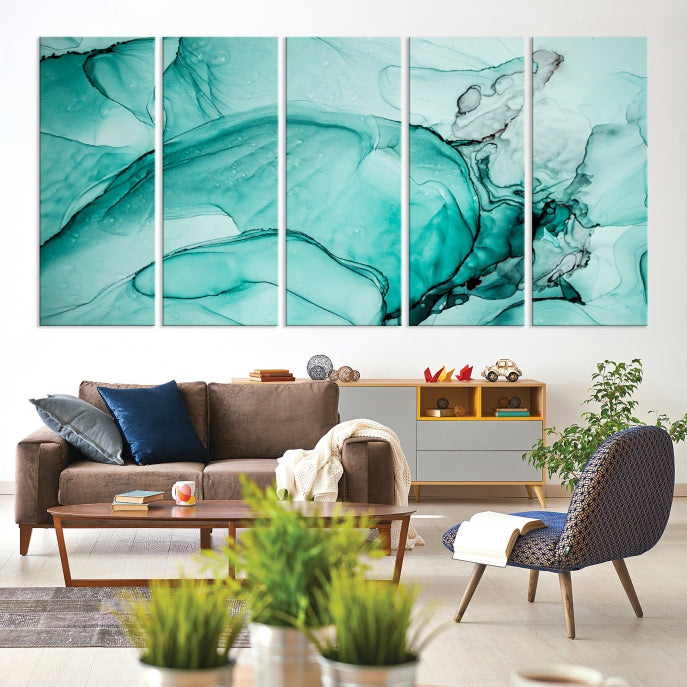 Modern Abstract Painting on Giclee Canvas Wall Art Print for Bohemian Living Room Design