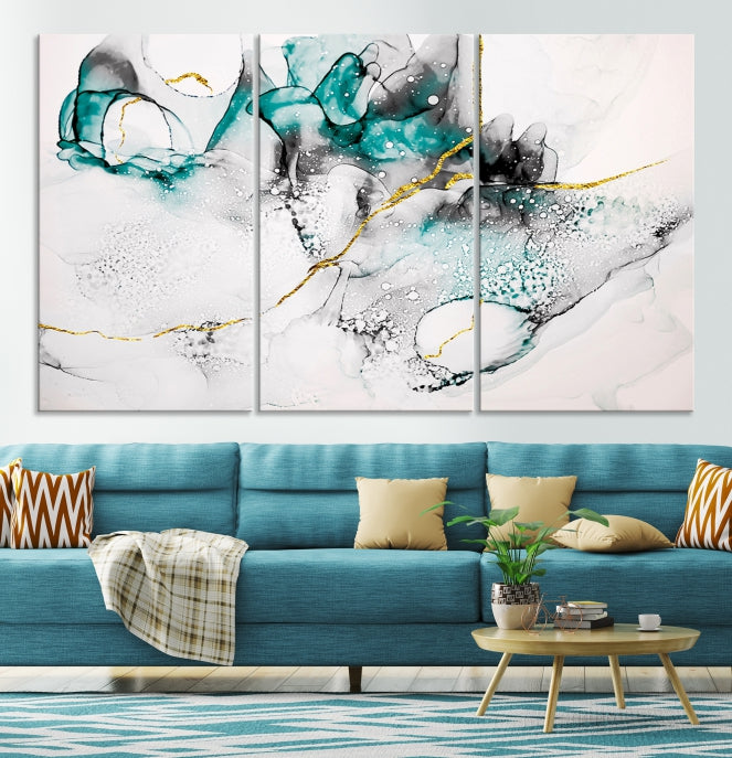 Modern Abstract Painting on Giclee Canvas Wall Art Print Framed Ready to Hang