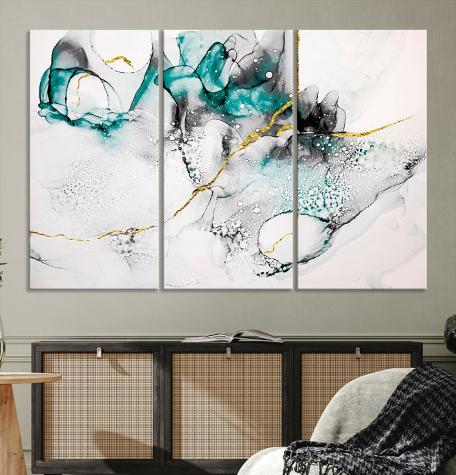 Modern Abstract Painting on Giclee Canvas Wall Art Print Framed Ready to Hang