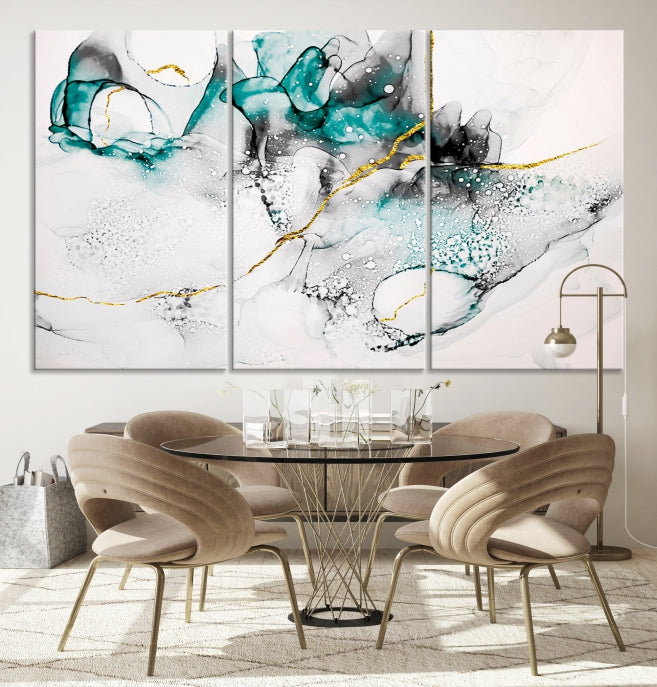 Modern Abstract Painting on Giclee Canvas Wall Art Print Framed Ready to Hang