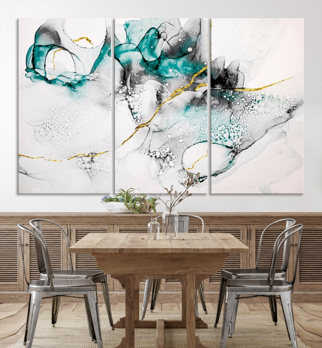 Modern Abstract Painting on Giclee Canvas Wall Art Print Framed Ready to Hang