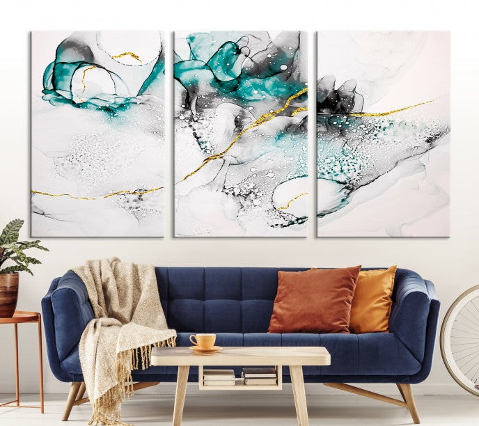 Modern Abstract Painting on Giclee Canvas Wall Art Print Framed Ready to Hang