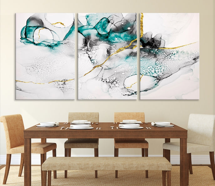 Modern Abstract Painting on Giclee Canvas Wall Art Print Framed Ready to Hang