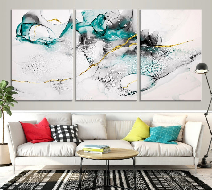 Modern Abstract Painting on Giclee Canvas Wall Art Print Framed Ready to Hang